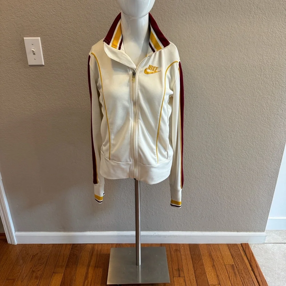 Nike womens White and‎ Gold Zip-Up jacket size medium